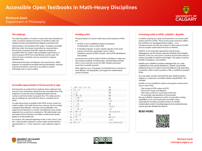 Accessible Open Textbooks in Math-Heavy Disciplines