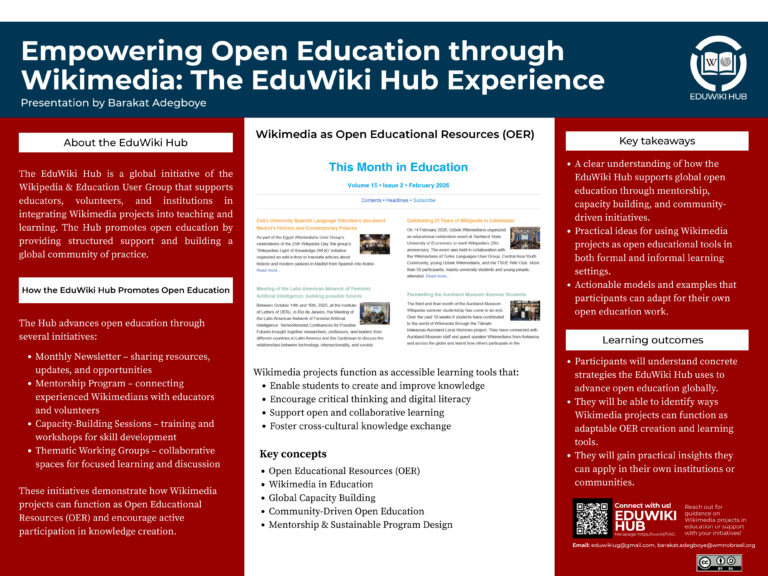 Empowering Open Education through Wikimedia: The EduWiki Hub Experience